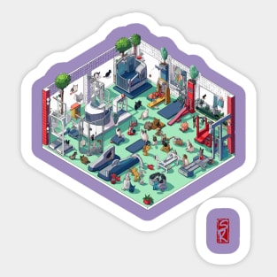 Isometric cat gym Sticker